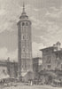SPAIN. Leaning tower of Zaragoza; Finden 1834 old antique print picture