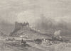Bamburgh, from the south east. Northumberland. FINDEN 1842 old antique print
