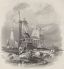 Sunderland, the lighthouse on the South Pier. Durham. FINDEN 1842 old print