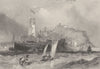 Scarborough, with the harbour & castle. Yorkshire. FINDEN 1842 old print