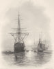 Men of war at Spithead. Hampshire. FINDEN 1842 old antique print picture