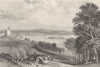 Plymouth from across Plymouth Sound, Devon. FINDEN 1842 old antique print