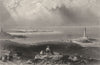 Peterhead, town, harbour and lighthouse. Scotland 1842 old antique print