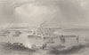 Aberdeen, entrance to the harbour. Scotland. BARTLETT 1842 old antique print
