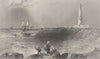The lighthouse, Aberdeen. Scotland. BARTLETT 1842 old antique print picture