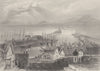 Maryport, town and harbour, English coast. Cumbria. BARTLETT 1842 old print