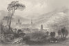Bath, with the city, cathedral, and downs. Somerset. BARTLETT 1842 old print