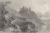 Harlech Castle, North Wales. BARTLETT 1842 old antique vintage print picture