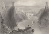 Suspension Bridge at Clifton near Bristol. Gloucestershire. BARTLETT 1842