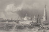 Hurst Castle, King Charles's Prison. Hampshire. BARTLETT 1842 old print
