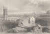 Cardiff, Glamorganshire. Wales. BARTLETT 1842 old antique print picture