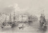 The Quay, Great Yarmouth. Norfolk. BARTLETT 1842 old antique print picture