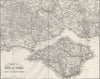 IOW. Map of Isle Wight & Hampshire 1874 old antique vintage plan chart