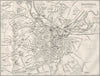 YORKS. Sheffield town plan 1874 old antique vintage map chart