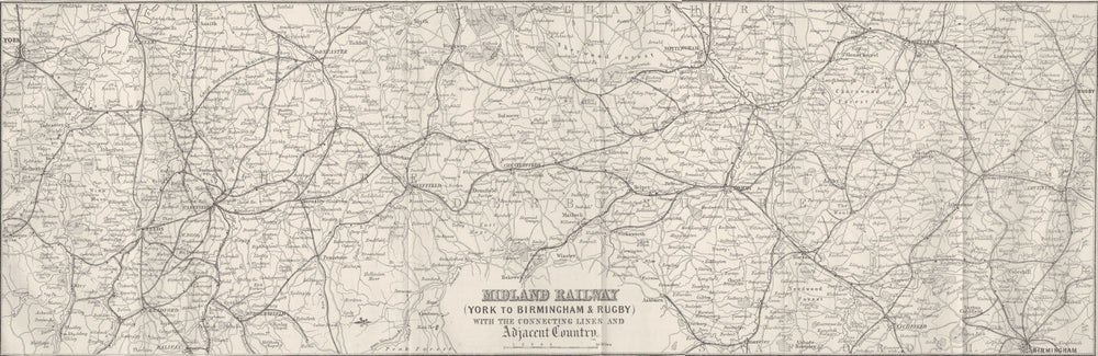 MIDLAND RAILWAY. York to Birmingham & Rugby 1874 old antique map plan chart