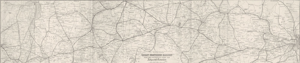 Great Northern Rail. London, York, Hull 1874 old antique map plan chart