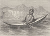 GREENLAND. Greenland Eskimo in his Kayak 1890 old antique print picture