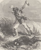 USA. Indian scalping his dead enemy 1890 old antique vintage print picture