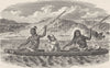 USA. Diggers in a canoe made of hollowed out trees 1890 old antique print