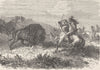 USA. Buffalo hunting 1890 old antique vintage print picture