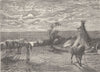 UTAH. A night encampment on Eagle River-Expecting the Crees 1890 old print