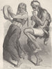 CHILE. Patagonian woman and man dancing 1890 old antique vintage print picture