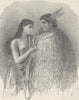 NEW ZEALAND. Maori chief Heki & wife, from the Bay of Islands 1890 old print