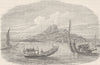 POLYNESIA. View of the Isle of Tahiti, with Native Canoes 1890 old print