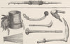 PACIFIC ISLANDS. Weapons and ornaments, New Caledonia 1890 old antique print