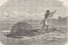 PACIFIC ISLANDS. Kanak (New Caledonian) fishing from a raft 1890 old print