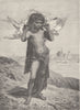 EGYPT. Egyptian fellah girl with pigeons 1890 old antique print picture