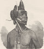 SOUTH AFRICA. Zulu fop-showing mode of dressing the hair 1890 old print