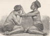 SOUTH AFRICA. Zulu women at their Toilette 1890 old antique print picture