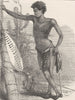 SOUTH AFRICA. Zulu lad 1890 old antique vintage print picture