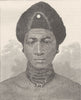 SOUTH AFRICA. Zulu Chief, showing Head-dress 1890 old antique print picture