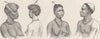 GABON. Head-dresses of the Cammi women of Fernao Vaz 1891 old antique print