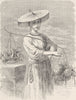 CHINA. Chinese fruit seller 1892 old antique vintage print picture