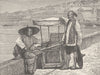 HONG KONG. Chinese porters, Hong Kong 1892 old antique vintage print picture