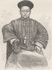 CHINA. Chinese scholar 1892 old antique vintage print picture