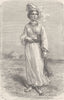 UZBEKISTAN. Turkoman girl of Bukhara 1892 old antique vintage print picture