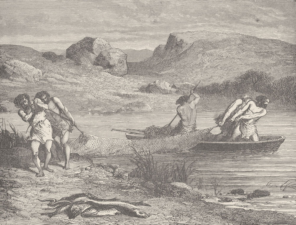 PREHISTORIC. Fishing during the polished stone (Neolithic) Period 1893 ...
