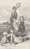 FRANCE. Group of French children 1894 old antique vintage print picture