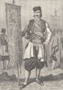 MONTENEGRO.Montenegrin Popa in war dress bearing the banner of the church 1894