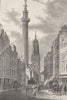 THE MONUMENT. The monument & the church of St.Magnus, about 1800. London c1880