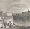 THE TOWER OF LONDON. The Tower moat, c1820 c1880 old antique print picture