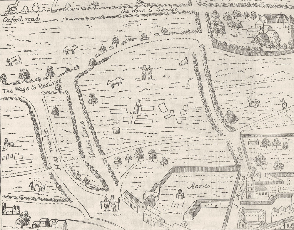 LEICESTER SQUARE. The site of Leicester Square (from Aggas' map). London c1880