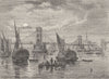 THE RIVER THAMES. Hungerford suspension bridge. London c1880 old antique print