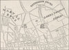 FITZROVIA. Map of Rathbone Place and neighbourhood, 1746. London c1880 old