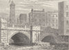 SOUTHWARK. Old London Bridge. Shot Tower & St.Olave's church, in 1820 c1880