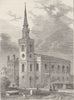 BERMONDSEY. Rotherhithe Church, 1750. London c1880 old antique print picture